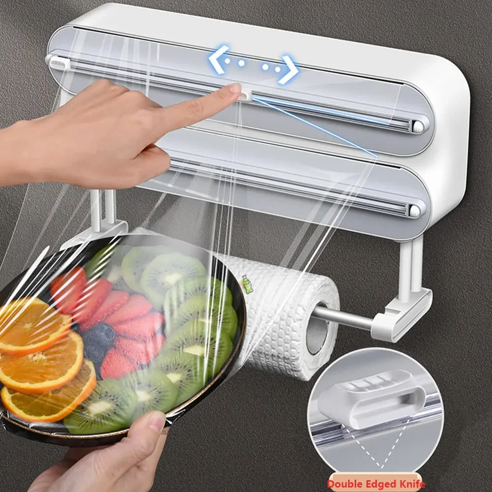 3in1-Plastic-Wrap-Dispenser-Magnetic-Self-adhesive-Cling-Film-Dispenser-Cutter-Kitchen-Tool-Aluminum-Foil-Baking