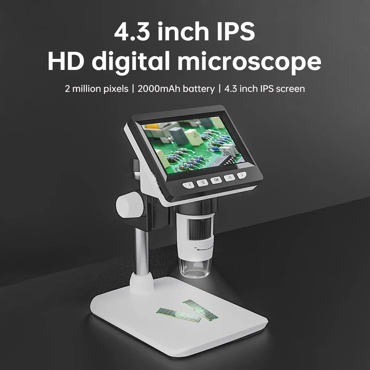 4-3-Inch-Digital-Microscope-1080P-50-1000x-Coin-Microscopio-2000mAh-Soldering-Microscope-for-Electronics-Repair